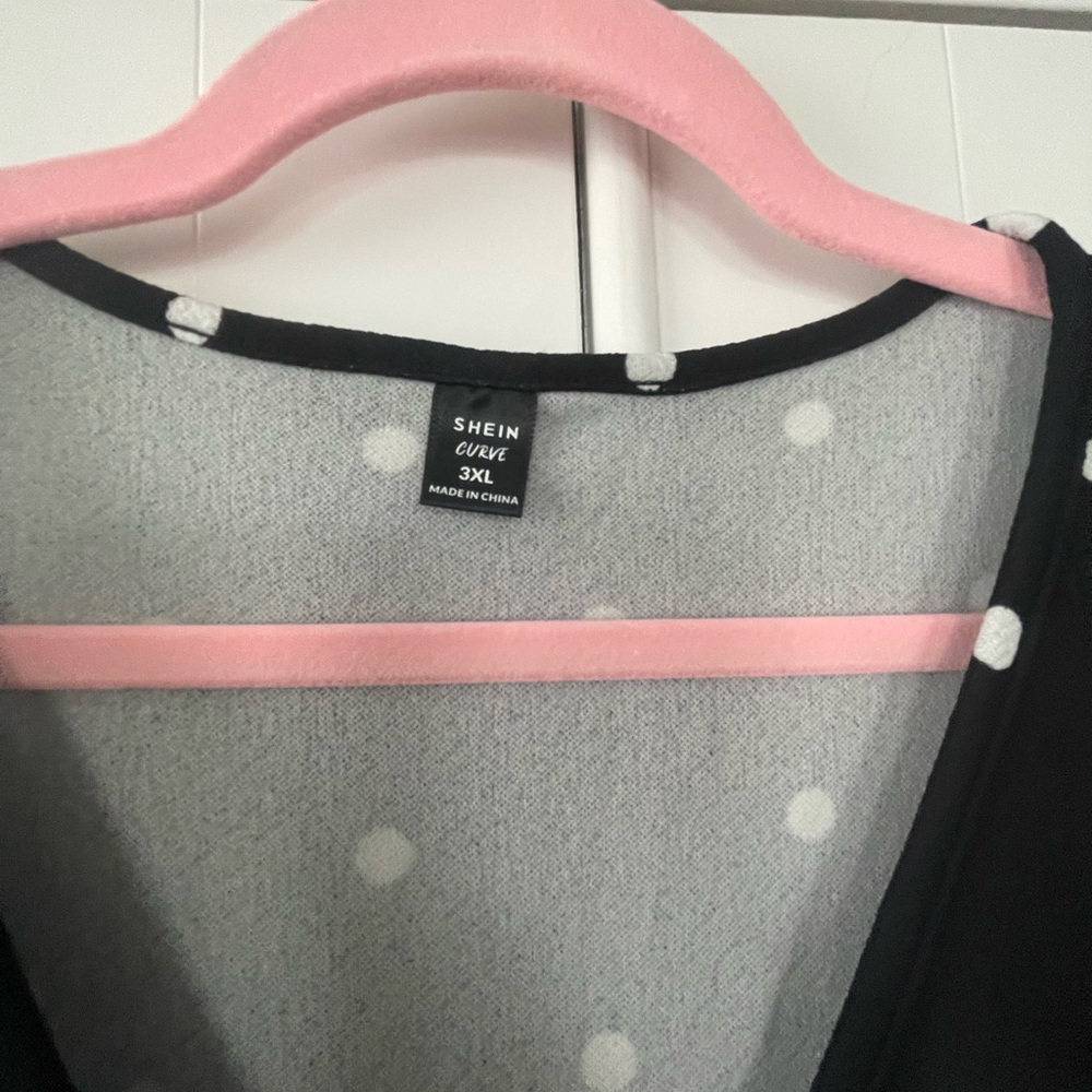 🆕 SHEIN 3X Black Midi Dress with White Dots - Picture 5 of 7